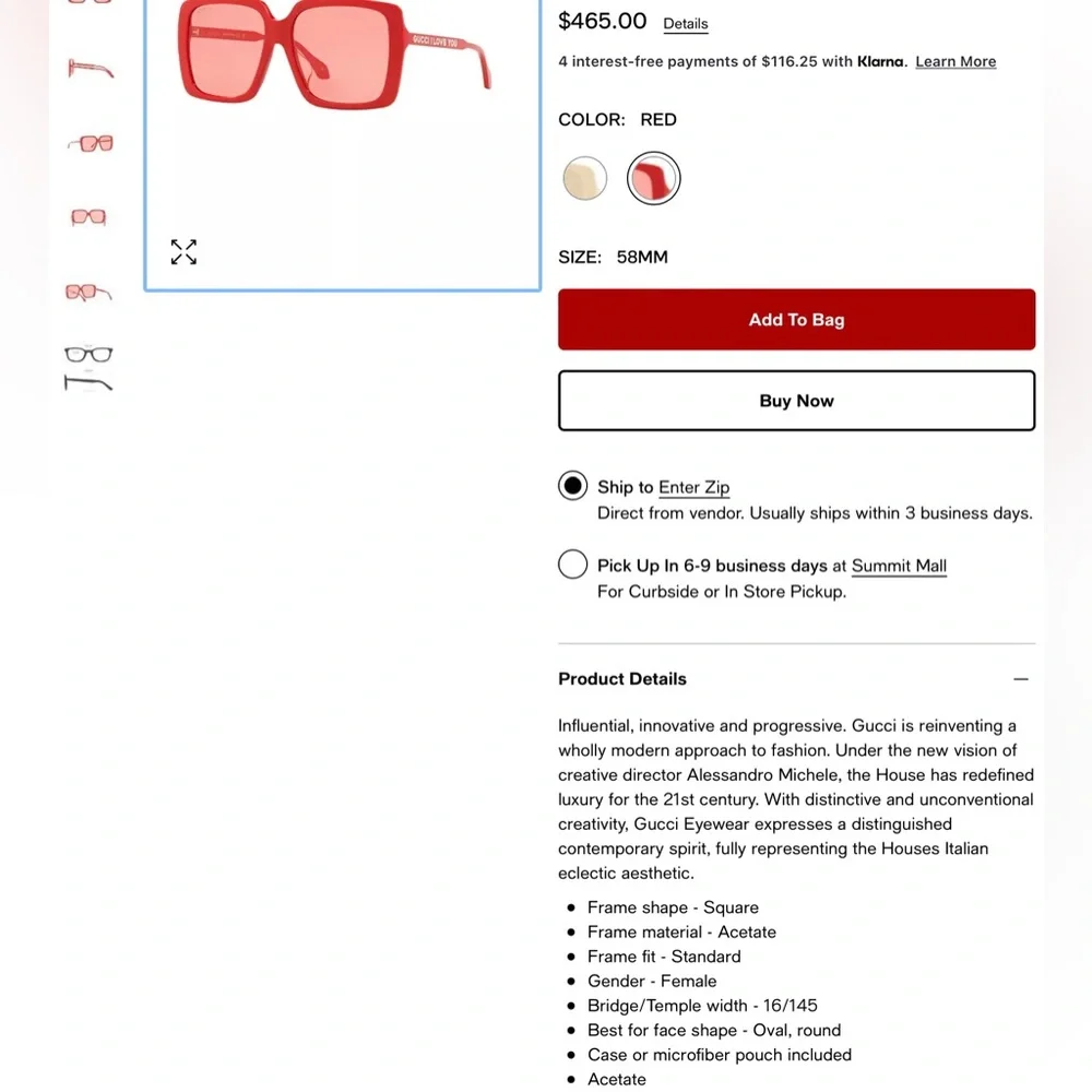 RED HOT GUCCI SUNGLASSES FROM THE PRESTIGE COLLECTION. GUCCI FANS SAY I LOVE YOU - Picture 11 of 16